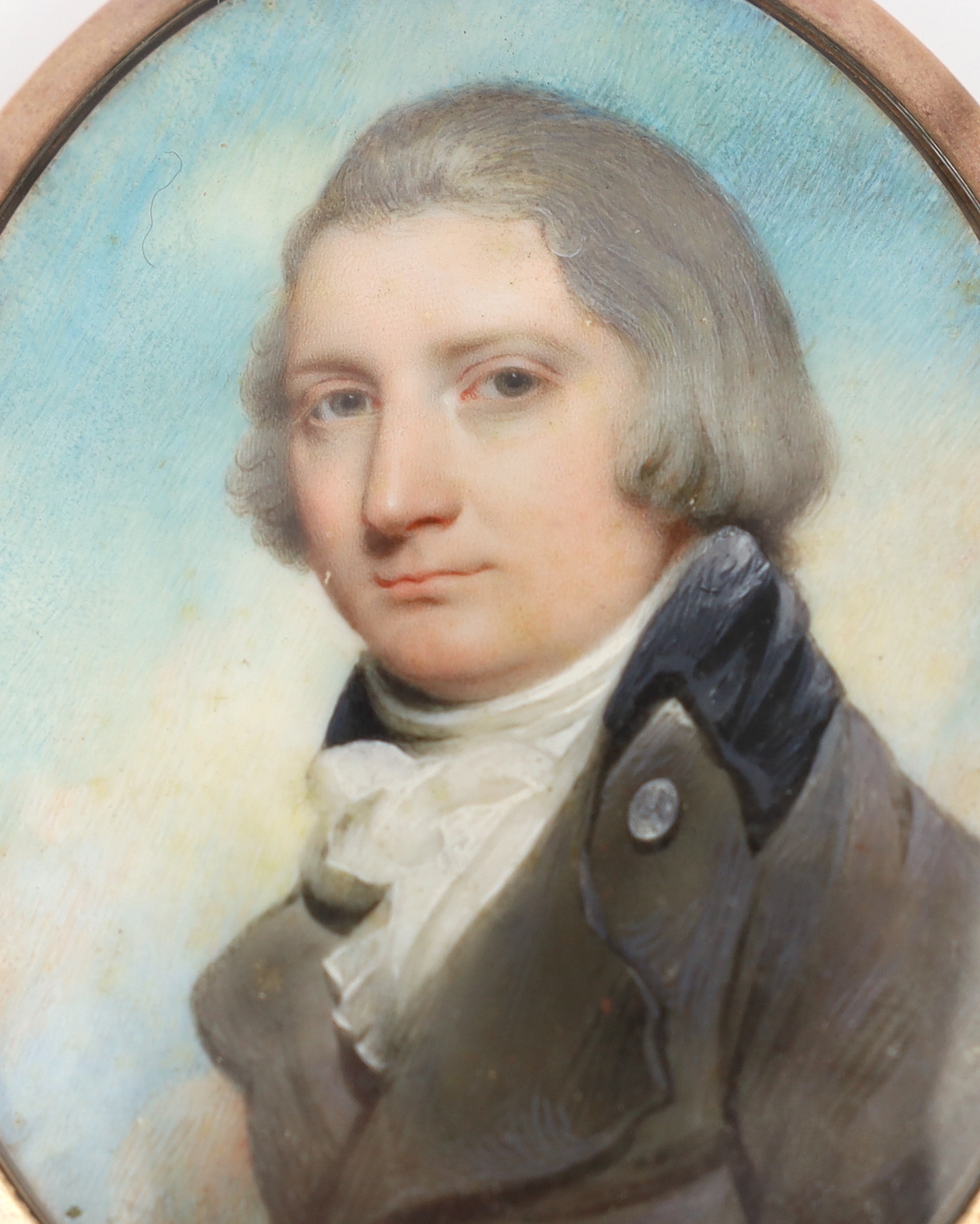 Antoine Vestier (French, 1740-1824), Portrait miniature of a gentleman, watercolour on ivory, 7 x 5.5cm. CITES Submission reference 3CJ9L6UP